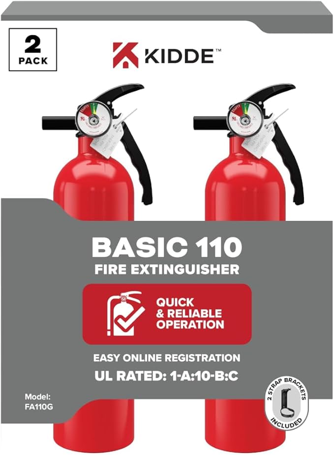 Kidde Basic 110 Fire Extinguisher 1-A:10-B:C 2 Pack